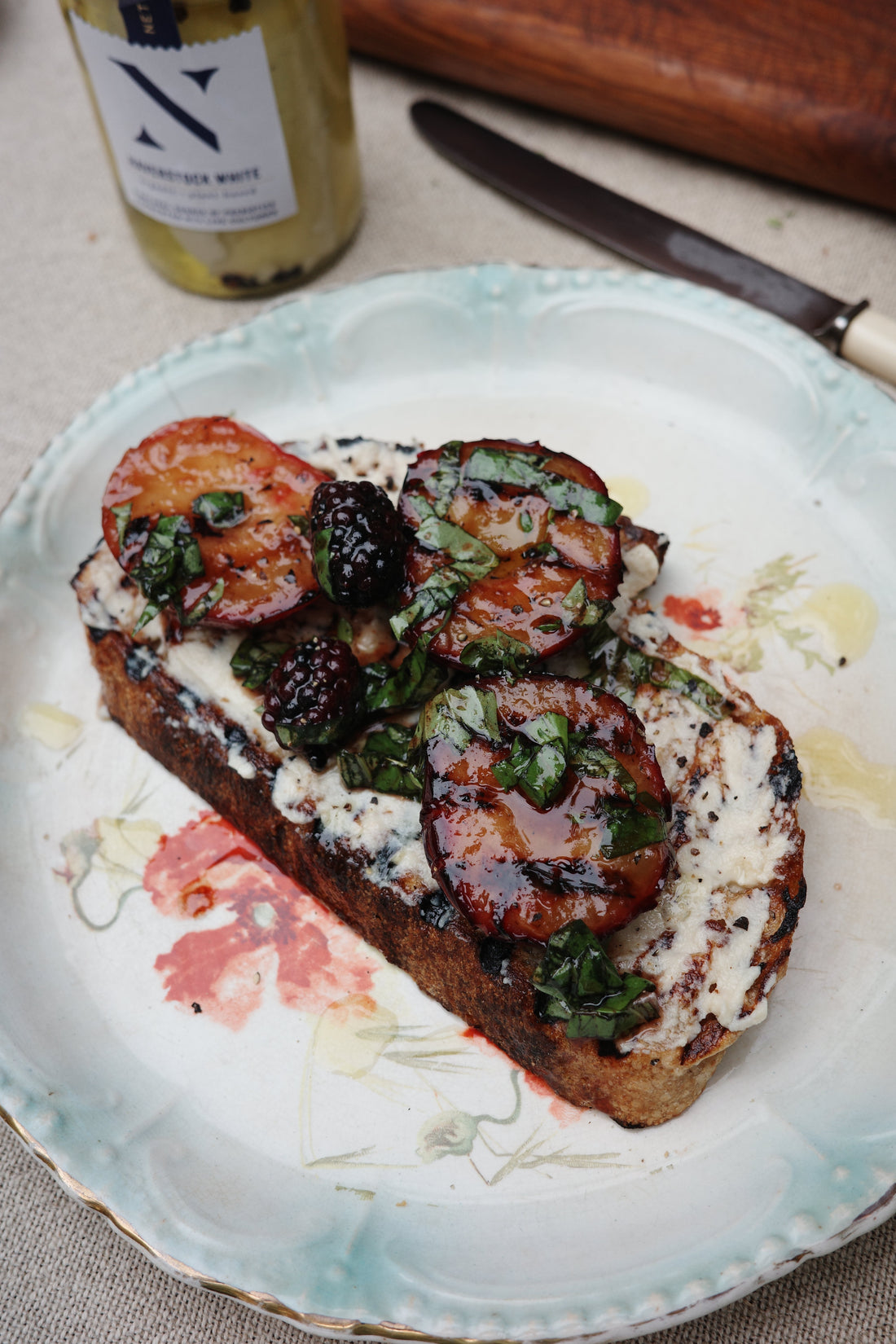 Grilled Plum & Blackberry on Toast
