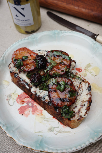 Grilled Plum & Blackberry on Toast