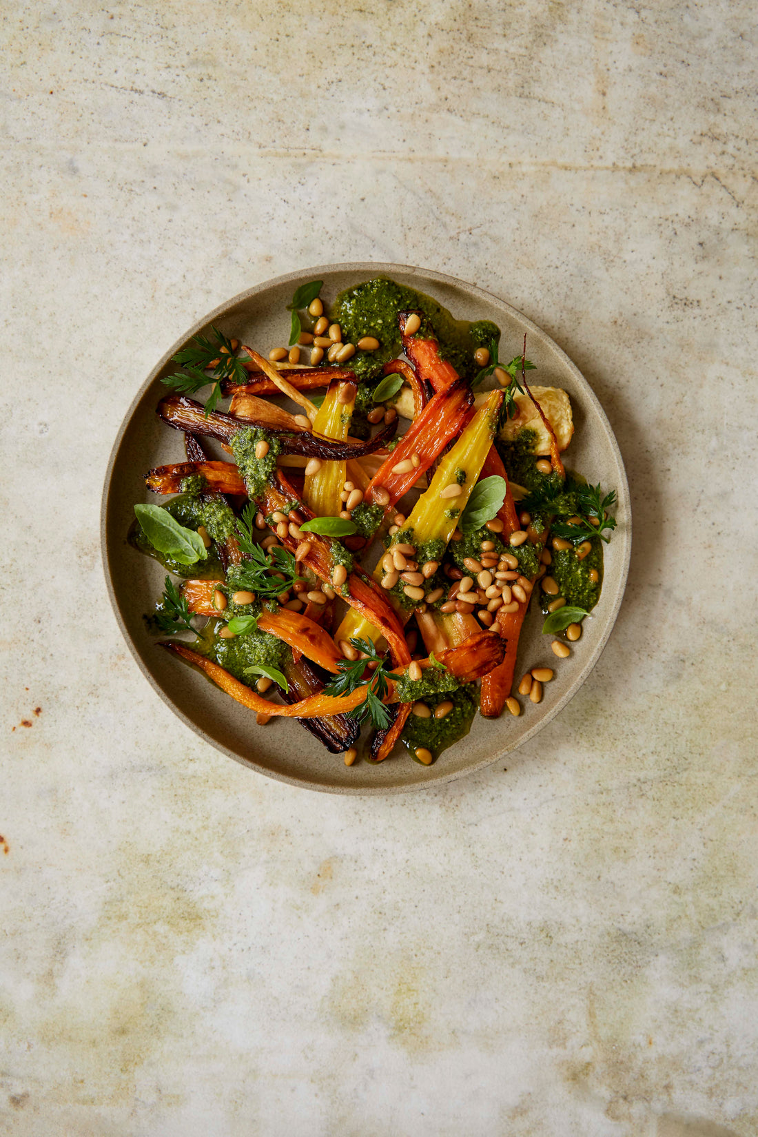 Roast Vegetables with Basil & Kale Pesto